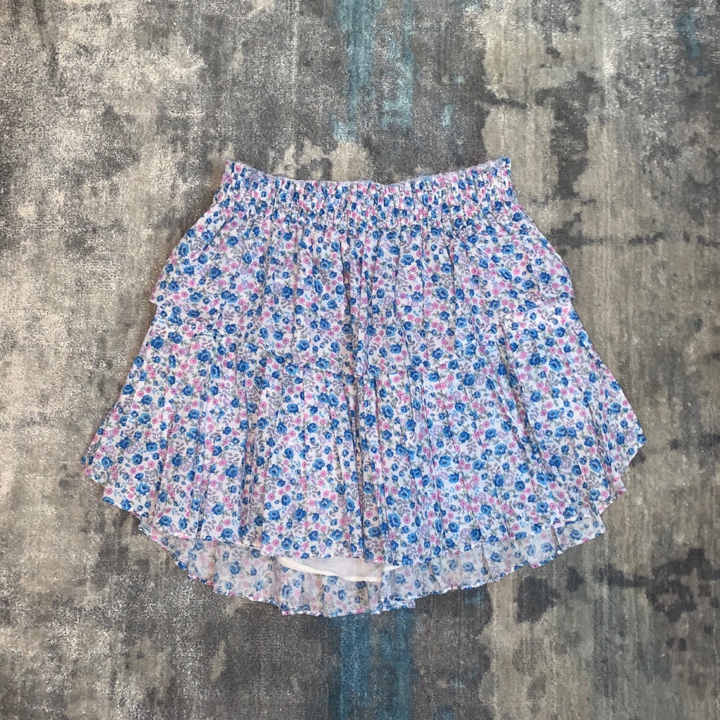Loveshackfancy Floral Mini Skirt - Blue And Pink